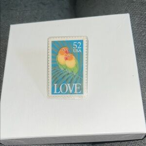 Vintage Green and Yellow Love Bird Pin
